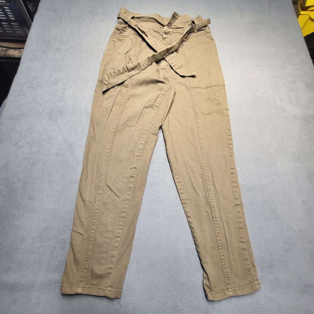 Love Revival Pants Womens Size M Brown Belted Paper Bag Stretch